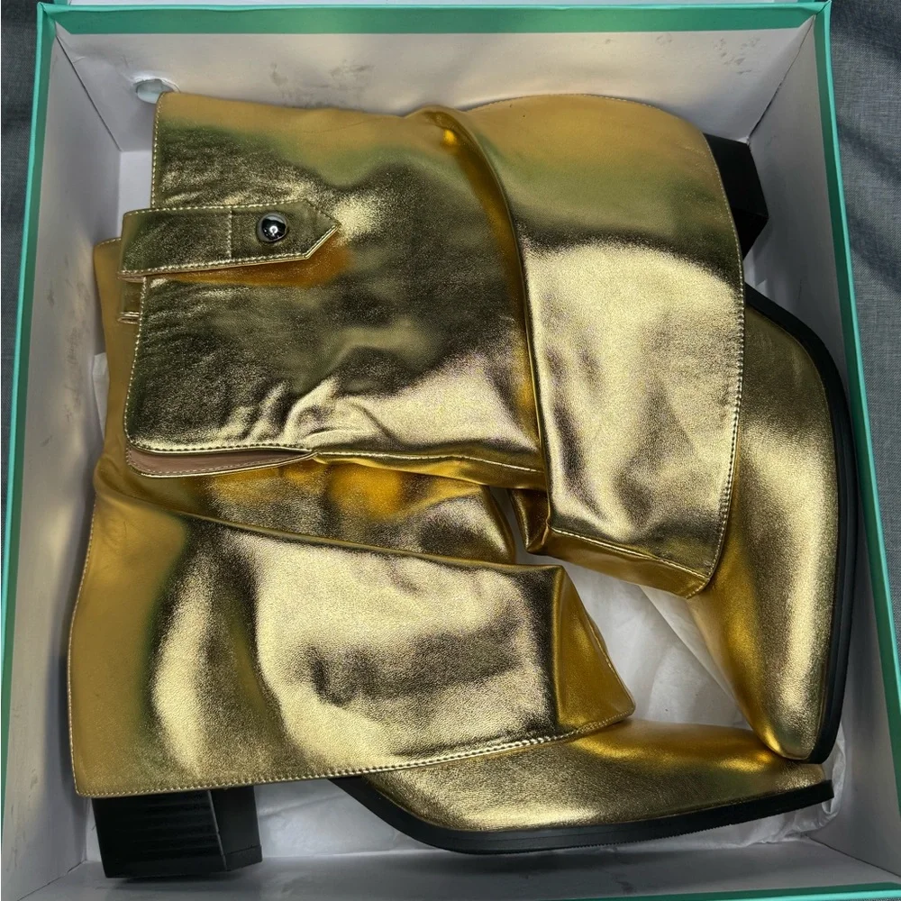 Metallic Gold Women's Ankle Boots - Fashion Heel size 10‎
